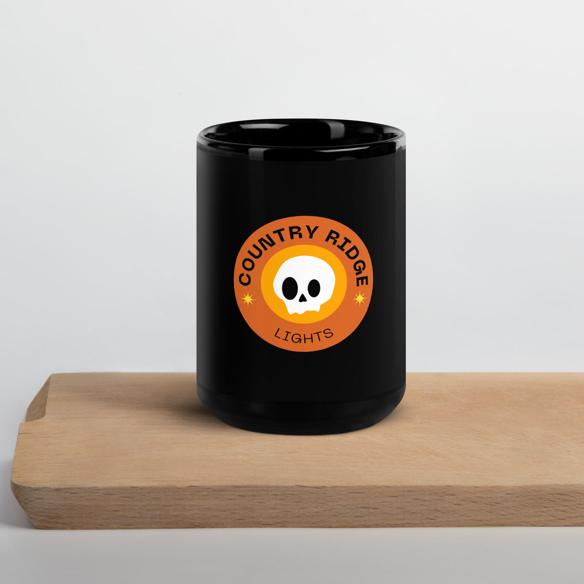 Country Ridge Lights Black Glossy Mug - Country Ridge Lights